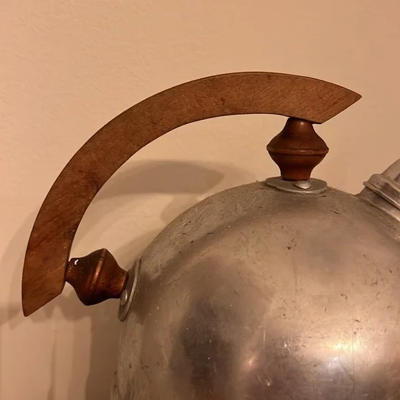 Vintage Aluminum Whistling Tea Kettle
Wood Handle - Picture 2 of 7